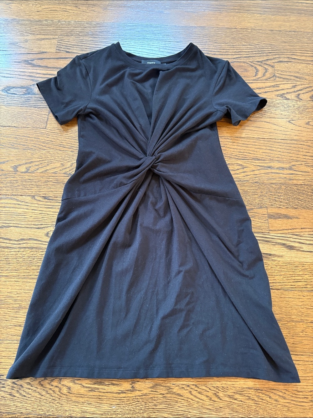 Theory black Mini Twist Front tshirt Dress, P,XS